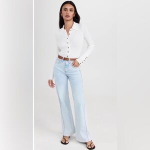 Veronica Beard Wide Leg Jeans in Pale Stone Sz 23